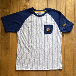 Navy and White Men's Eagles Baseball Shirt